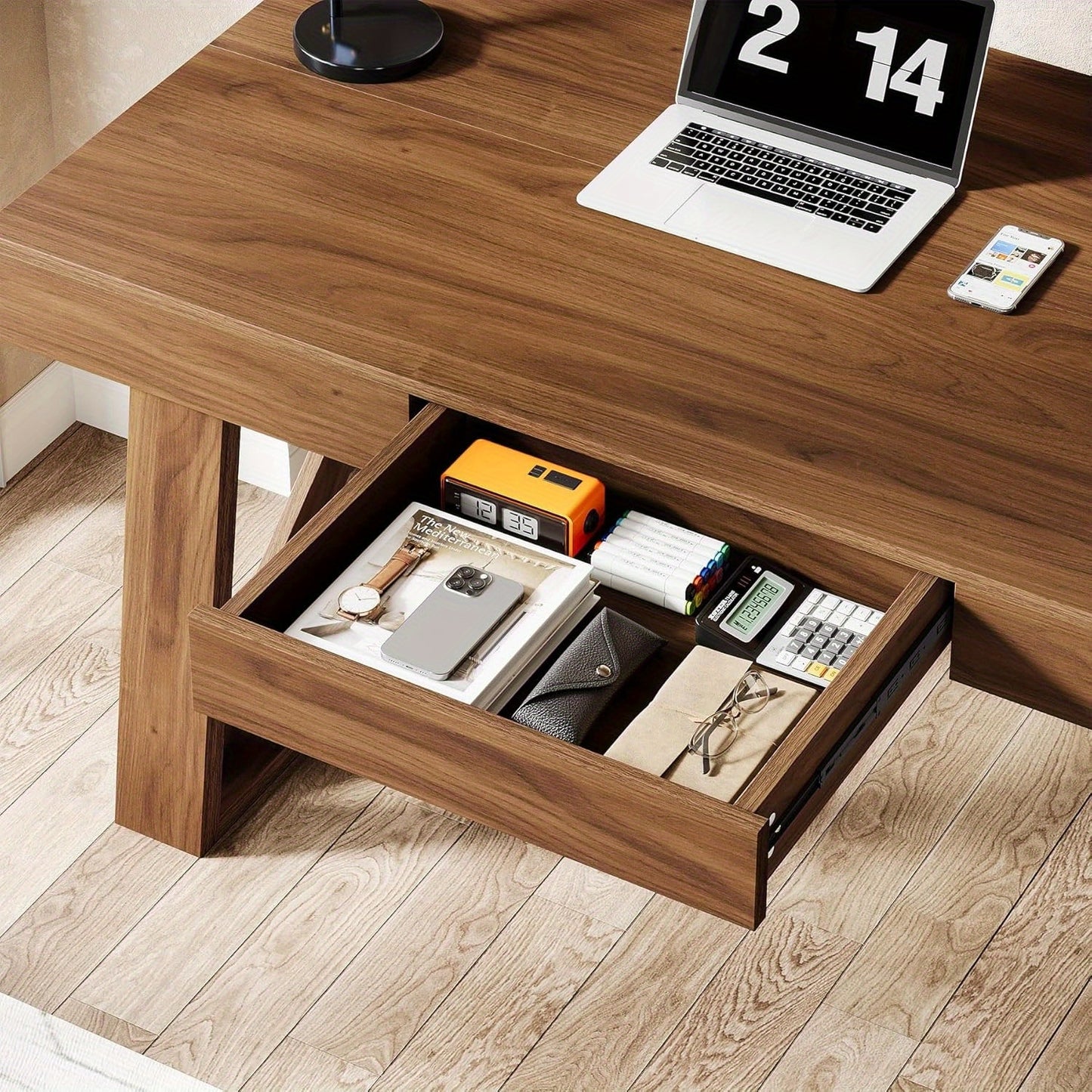 Retro Bureau – Werkplek Bureau – Computerbureau – Thuiswerkplek – Studiebureau – 139,7 cm Breed – Ingebouwde Lade