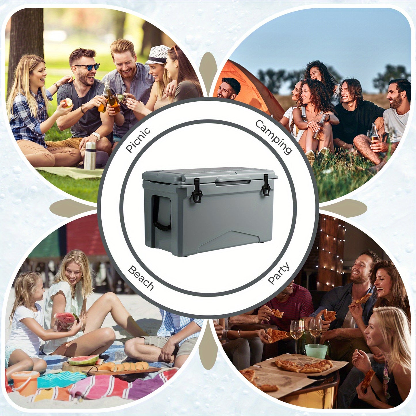 Koelbox – Frigobox – Picknickkoeler – Campingkoelbox – Hardcase Koelbox – 50 Quart – Rotomolded LLDPE – 5-7 Dagen Koelcapaciteit – Lekvrij Met Bekerhouders & Flesopener