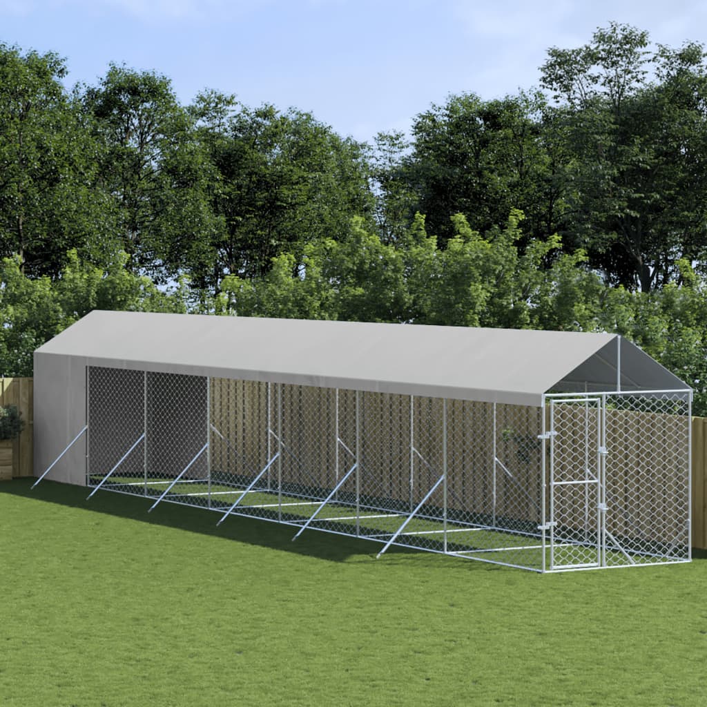 Hondenkennel – Hondenren – Puppyren – Hondenhok – Dierenkennel – Gegalvaniseerd Staal – Water- en UV-Bestendig Dak 2x1,4x2,5m