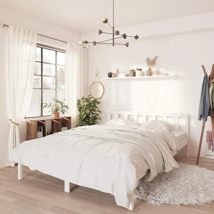 White Solid Pine Bed Frame 150x200cm King Size Practical, removable, suitable for all seasons, Home Bedding, Allseason Bed, Clean Aesthetic, Contemporary Design, Durable Construction, Highquality Wood, Easy Assembly, Practica