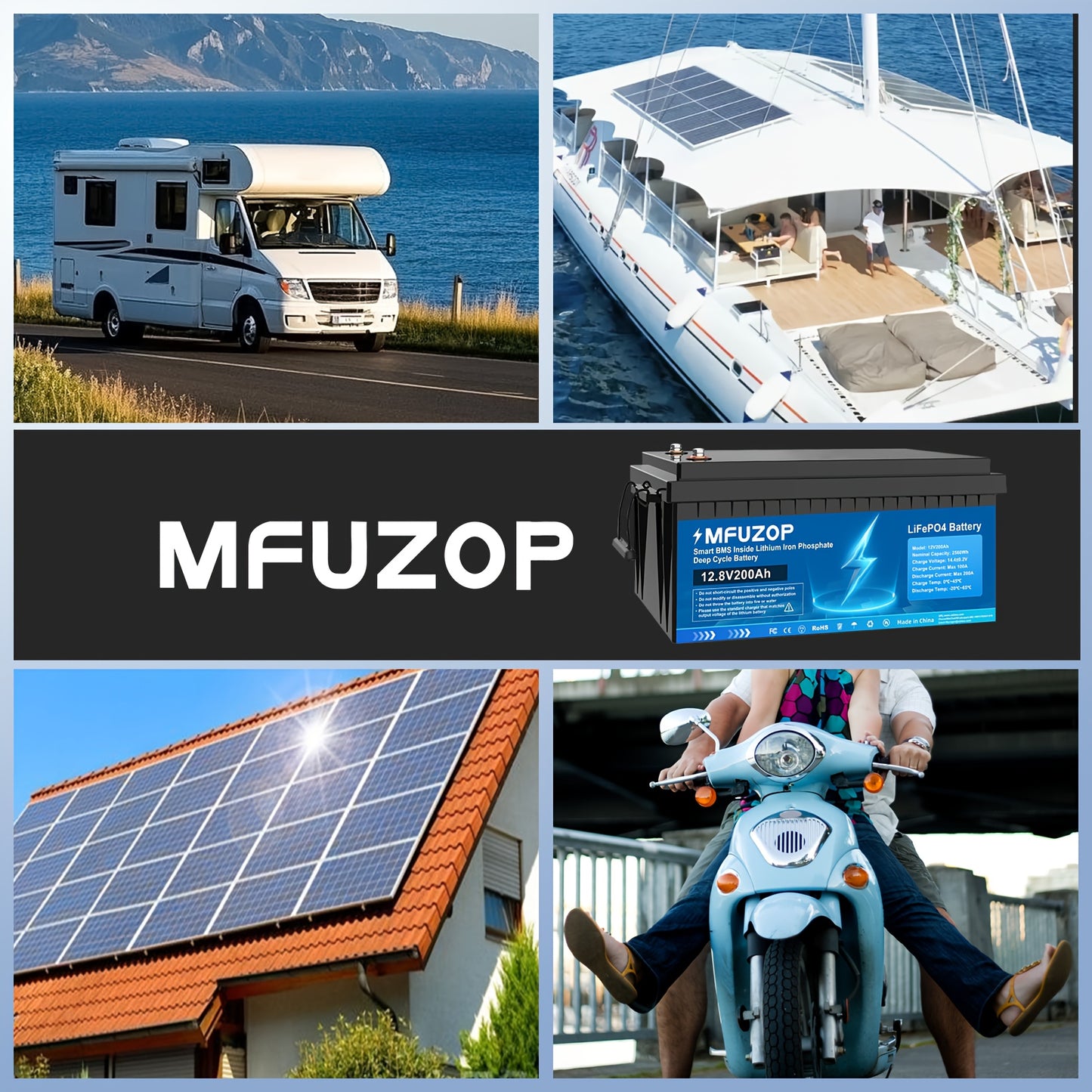 Lithium Accu – Lithium Batterij – Lithium Accupack – Marine Accu – Offgrid Accu – 12V 200Ah LiFePO4 Batterijen – Smart BMS Ingebouwd – Duurzame Diepe Cyclus - QUORE