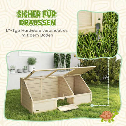 Natural Habitat Outdoor Turtle Enclosure & Small Animal Cage - Bottomless Easy-Access Turtle House with Spacious Habitat, Durable for rabbits, Turtles, for outdoor/ use - Natural Design (Compatible with Small Pets)