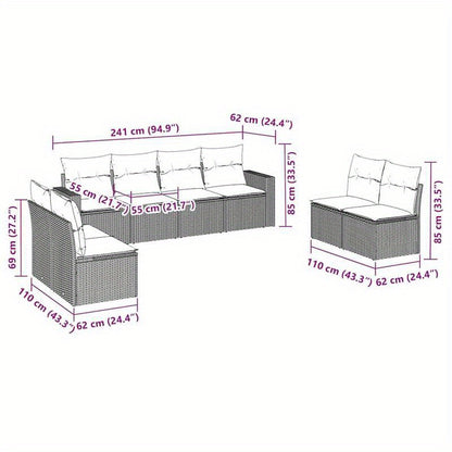 Loungeset – Tuinset – Loungesofa – Hoekbank – Buitenbank – Bruin Resin – Weerbestendig Resin – Comfortabele Polyester Kussens