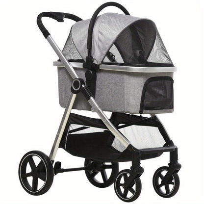 Hondenwagen – Hondenbuggy – Hondenkar – Dierenwagen – Draagwagen – 2-in-1 Opvouwbaar Design – Remmen & Power Windows – Lichtgewicht Polyester – Max 15 kg