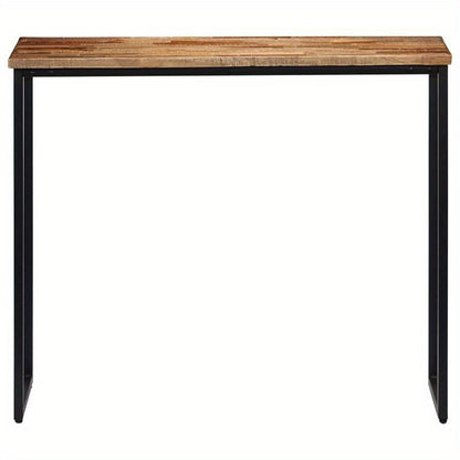 Wall Table Made of Solid Recycled Teak Wood, Measuring 90X30X76 Cm, Standing Shelf
