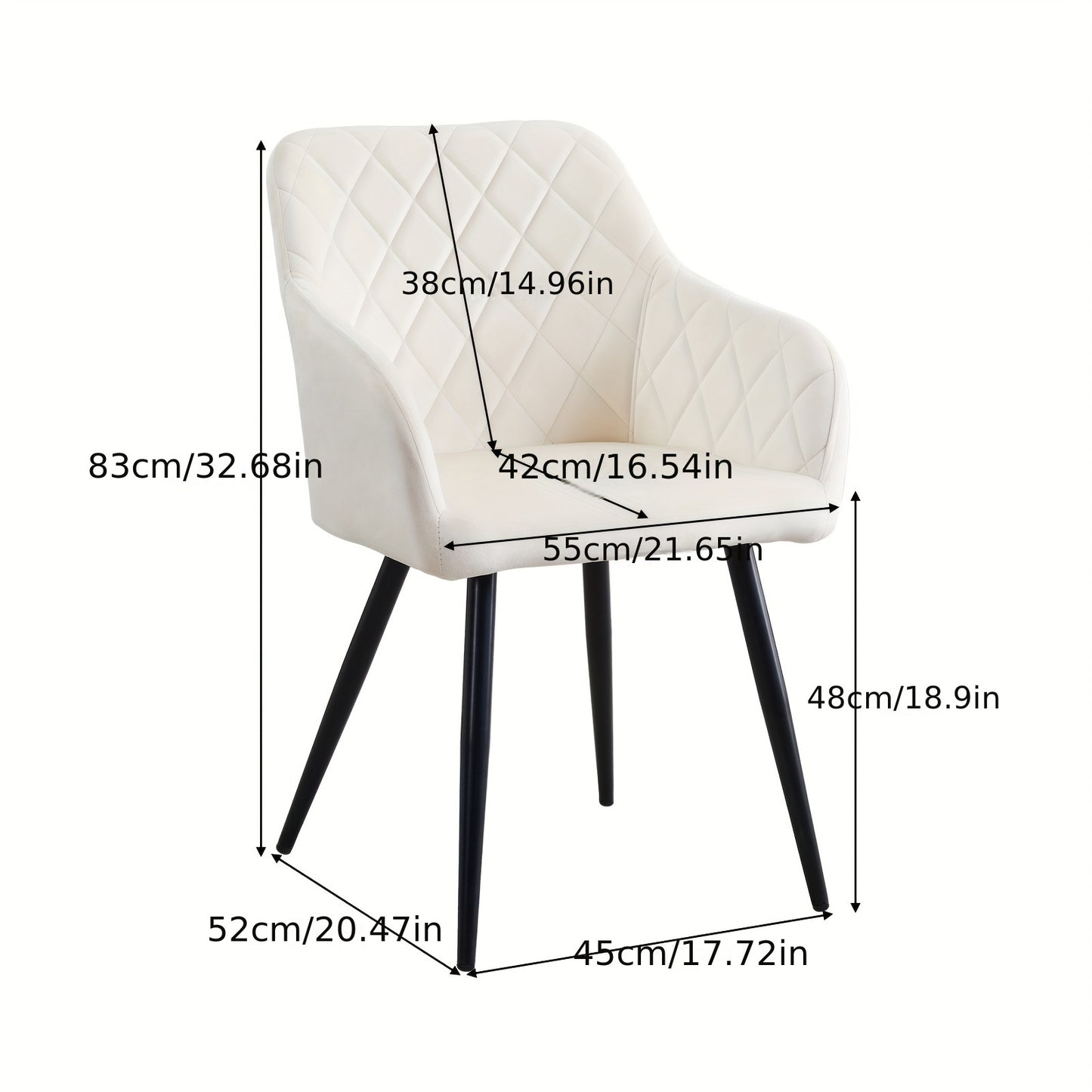 Eetkamerstoel – Stoel – Kuipstoel – Keukenstoel – Woonkamerstoel – Set van 2 – Velvet Bekleding – Met Armleuningen en Metalen Onderstel – Beige