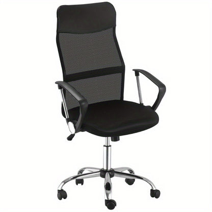 HOMCOM Ergonomic Office Chair Adjustable Height Mesh Computer Desk Chair with 360° Swivel & Tilt Tension Control, Breathable Black Mesh Backrest & Metal Frame, Manual Operation for Home Office & Gaming, Office Desk Chair, St