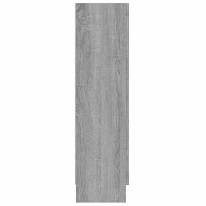 Modern Gray Sonica Wood Showcase Cabinet with Shutter Doors - Large Display Case, Particle Board, -Standing <68.58cm Height, <3.2 Cu Ft Storage for /Office - Easy Assembly (Fits Small Spaces) - Furniture