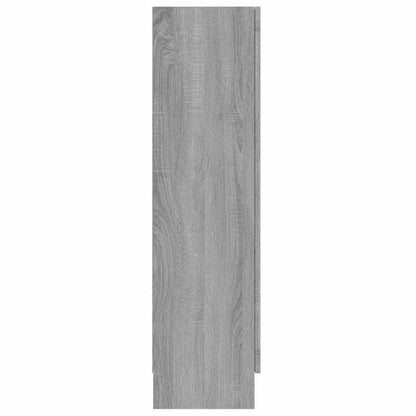 Modern Gray Sonica Wood Showcase Cabinet with Shutter Doors - Large Display Case, Particle Board, -Standing <68.58cm Height, <3.2 Cu Ft Storage for /Office - Easy Assembly (Fits Small Spaces) - Furniture