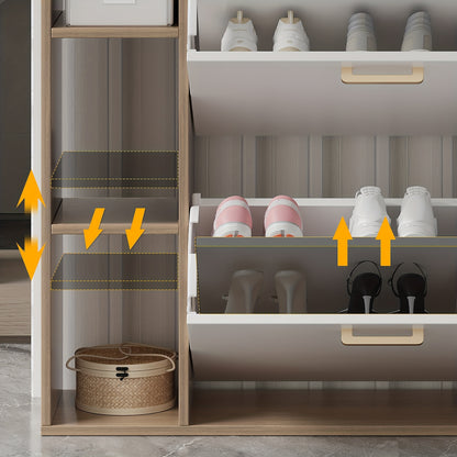 Schoenenkast – Schoenenrek – Schoenenopberger – Halmeubel – Schoenenbank – Wit Hardhout – 2 Flipladen Met Verstelbare Panelen – Geschikt Voor 12-15 Paar Schoenen