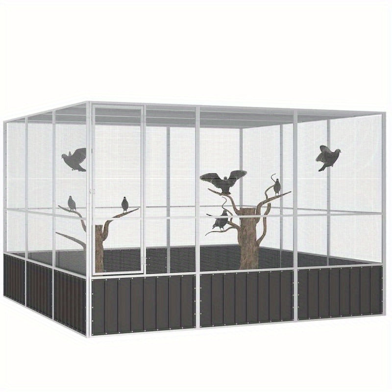 Vogelkooi – Vogelvolière – Vogelverblijf – Vogelhuis – Vogelkast – Gegalvaniseerd Staal – Weerbestendig – Ruim 302,5x324,5x211,1 cm