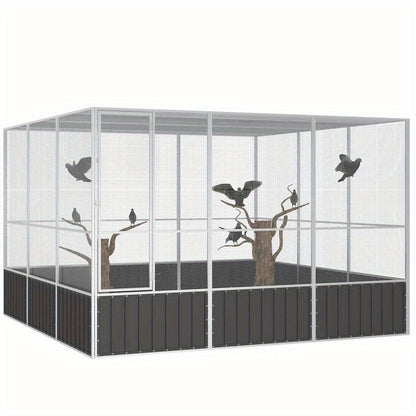 Vogelkooi – Vogelvolière – Vogelverblijf – Vogelhuis – Vogelkast – Gegalvaniseerd Staal – Weerbestendig – Ruim 302,5x324,5x211,1 cm