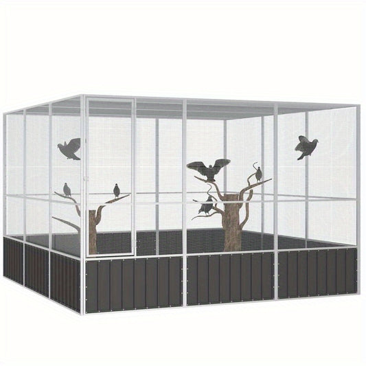Vogelkooi – Vogelvolière – Vogelverblijf – Vogelhuis – Vogelkast – Gegalvaniseerd Staal – Weerbestendig – Ruim 302,5x324,5x211,1 cm