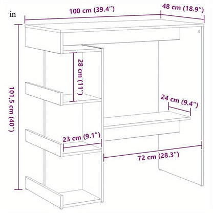 Bartafel – Barkruktafel – Keukentafel – Ontbijttafel – Zwarte Eikenhouten Bar Tafel Schwarz – Ruimtebesparend Design – Extra Opbergruimte