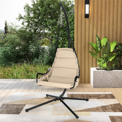 Schommelstoel – Hangstoel – Relaxstoel – Fauteuil – Loungestoel – Ergonomisch Met Armleuningen – Stevig Met Metalen Frame 120 kg Belastbaar – Beige