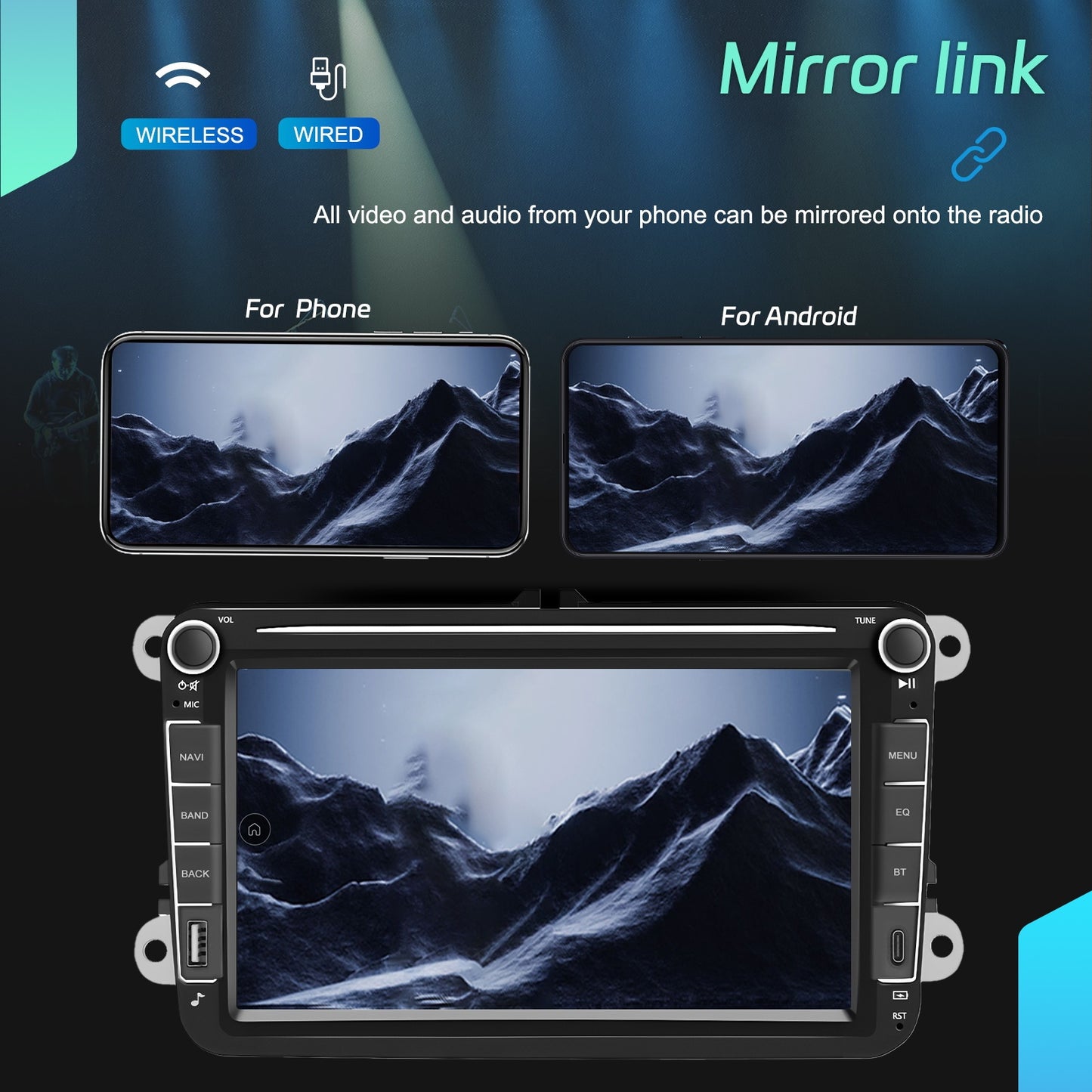 8-Core Car Stereo – Autoradio – Multimedia Speler – Headunit – Navigatiesysteem – 8 Inch Touchscreen – Draadloze CarPlay & Android Auto – 6GB RAM 128GB Opslag