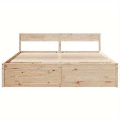 Bedframe – Houten Bed – Massief Houten Bed – Tweepersoonsbed – Platformbed – 200x200 cm – Massief Grenenhout – Met Opberglades