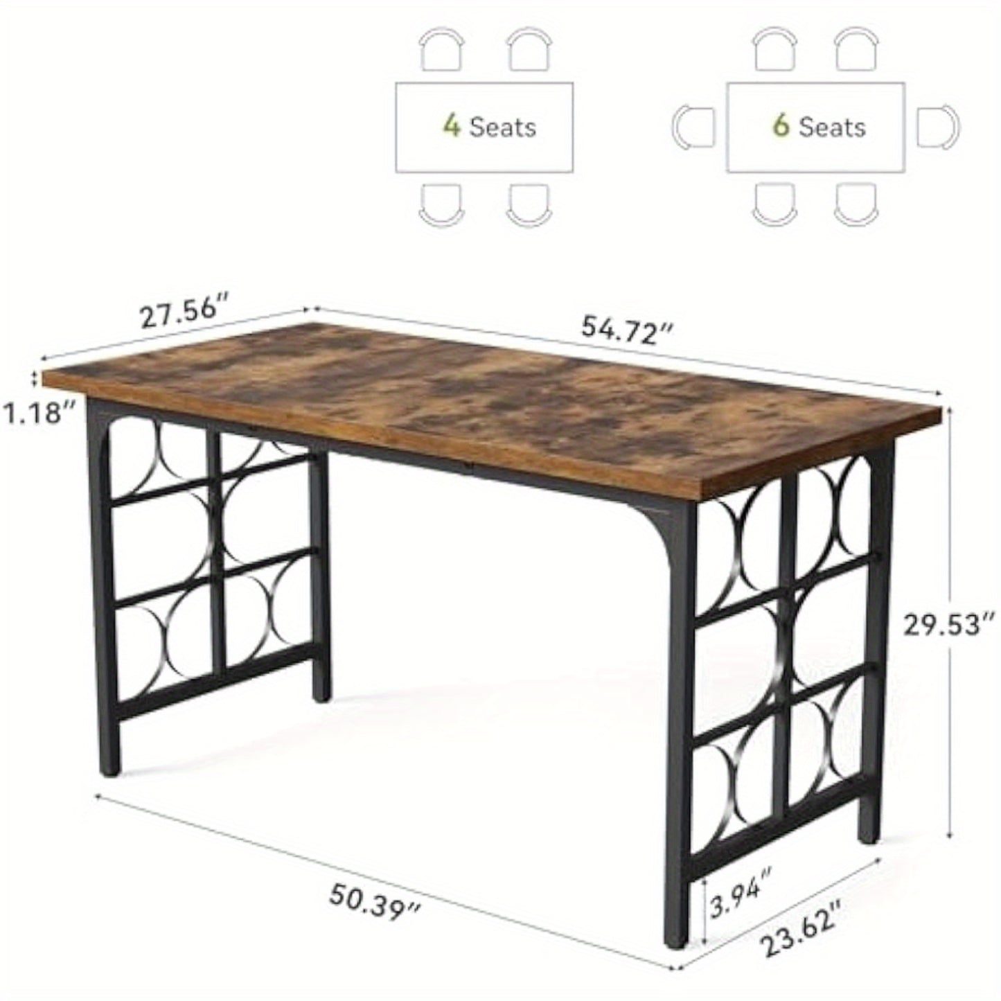 Eettafel – Eetkamertafel – Keukentafel – Tafel – Dinertafel – Industrieel Design – 138,9 cm – MDF & Spaanplaat – Snel te Monteren – Bruin – Stevig & Duurzaam