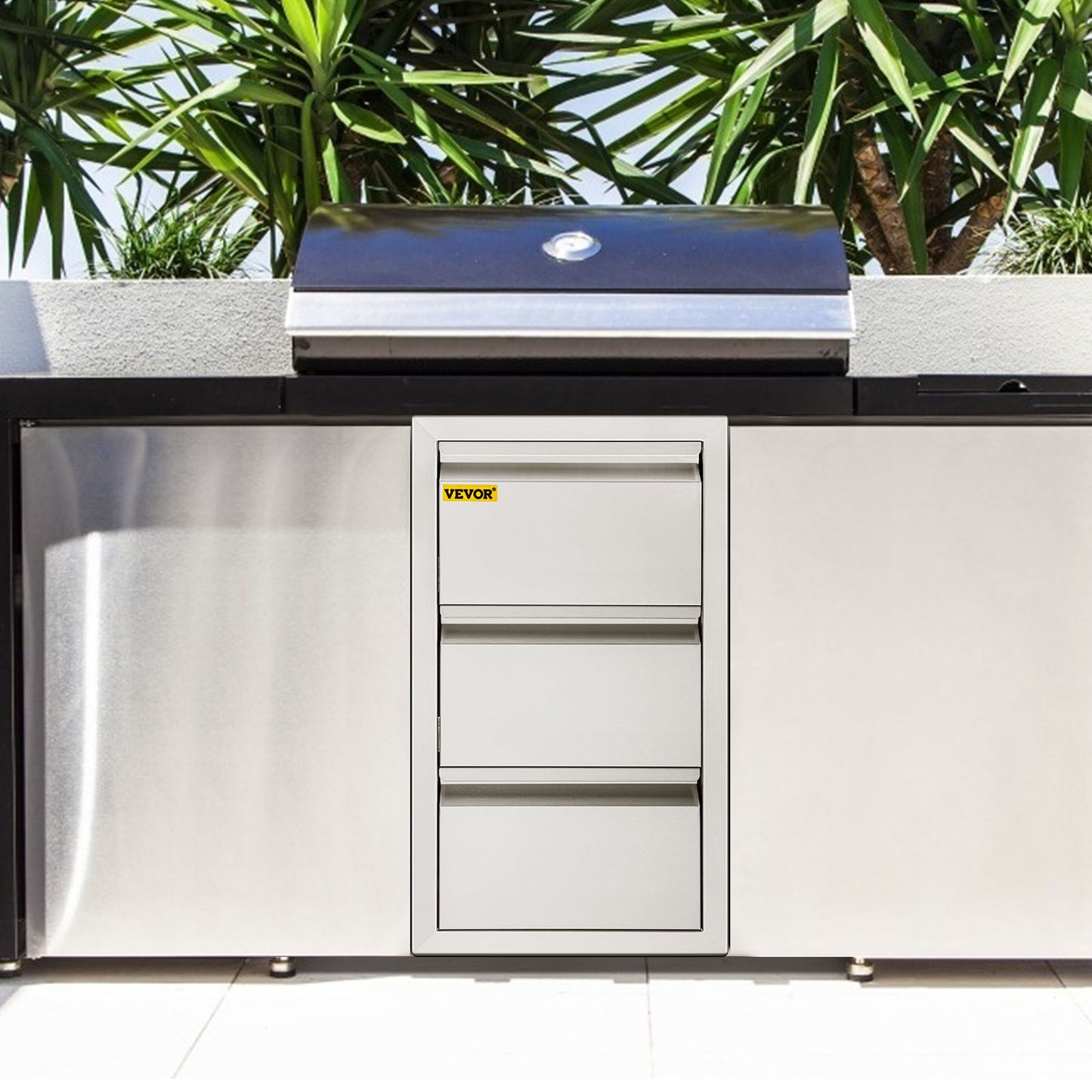 Buitenkeuken lade – Opberglade – BBQ lade – RVS opberglade – Keukenlade – 3-laags – Roestvrij staal – Weerbestendig