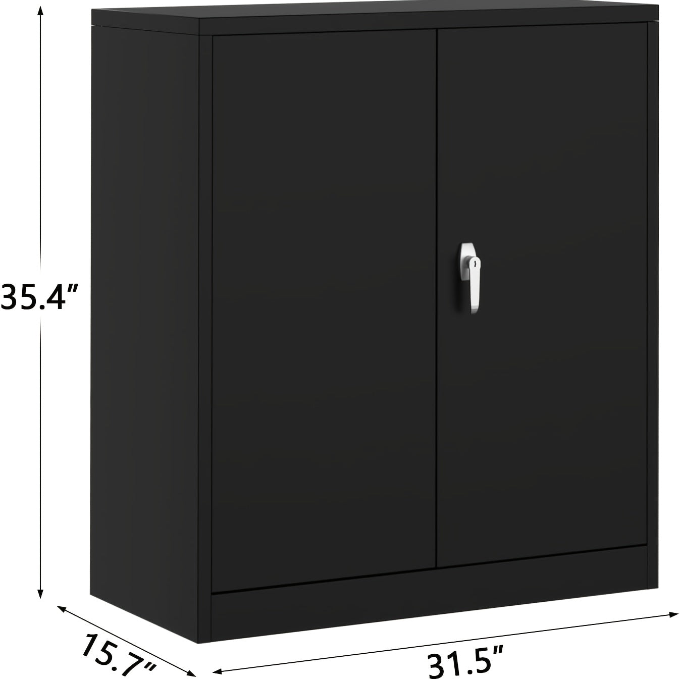 Opbergkast – Opbergmeubel – Stellingkast – Opbergrek – Bergkast – Metalen Opbergkast – 2 Verstelbare Planken – Afsluitbare Deuren – Zwart – Stevige Industriële Constructie