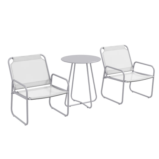 3-Piece Garden Furniture Set, 2 Chairs with Breathable Fabric Covers, 1 Round Table 60 cm, Light Gray