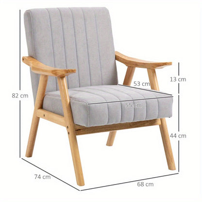 Lounge Fauteuil – Relaxstoel – Armstoel – Zitstoel – Scandinavische Moderne Zithoek – Gevoerde Zitting – Lichtgrijs Metaalframe – Geen Montage – Gemakkelijk Schoon Te Maken