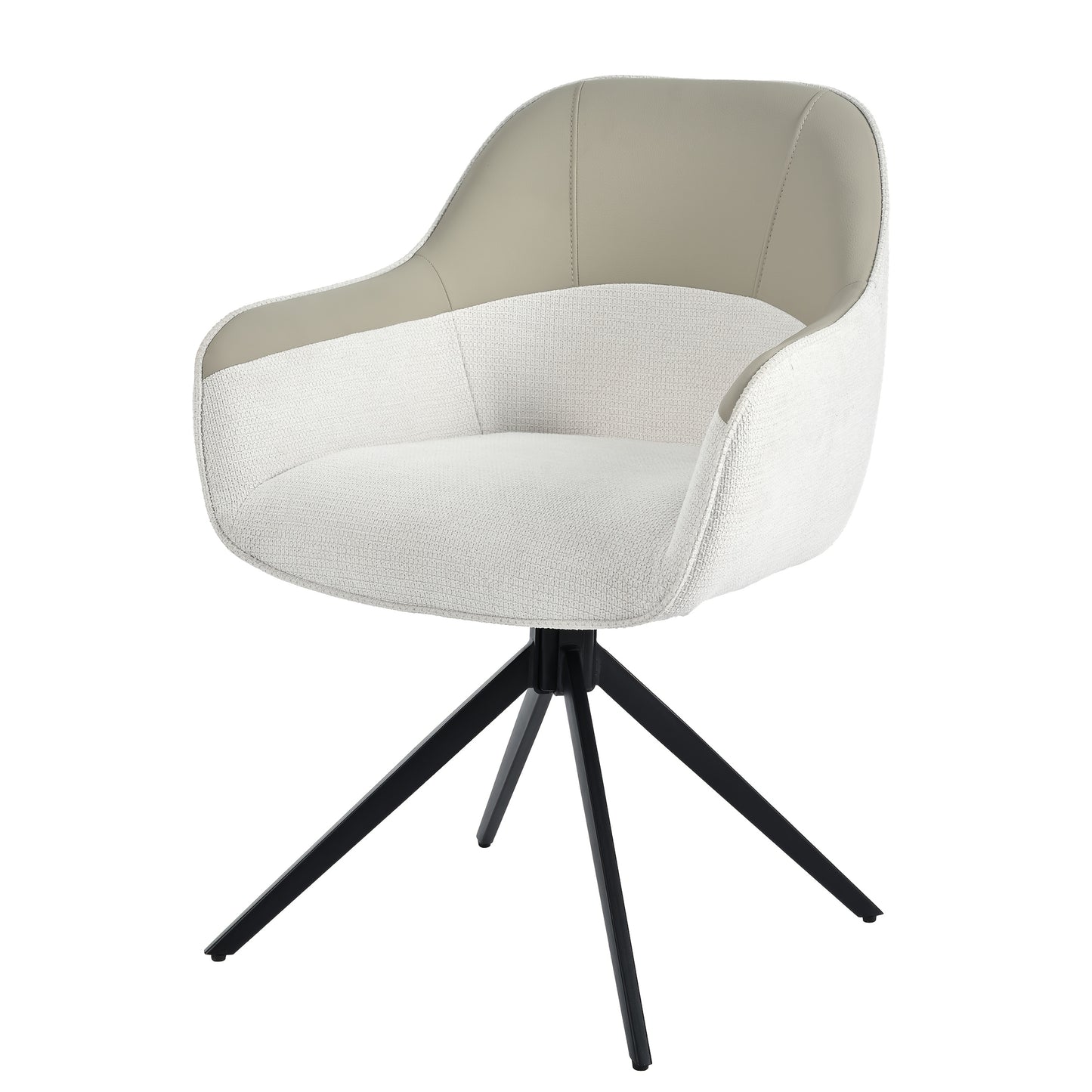 Eetkamerstoel – Draaistoel – Kuipstoel – Keukenstoel – Stoelenset 2 Stuks Beige – Kunstleer Met Memory Foam – Hoogte Verstelbare Voeten