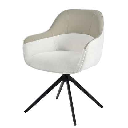 Eetkamerstoel – Draaistoel – Kuipstoel – Keukenstoel – Stoelenset 2 Stuks Beige – Kunstleer Met Memory Foam – Hoogte Verstelbare Voeten