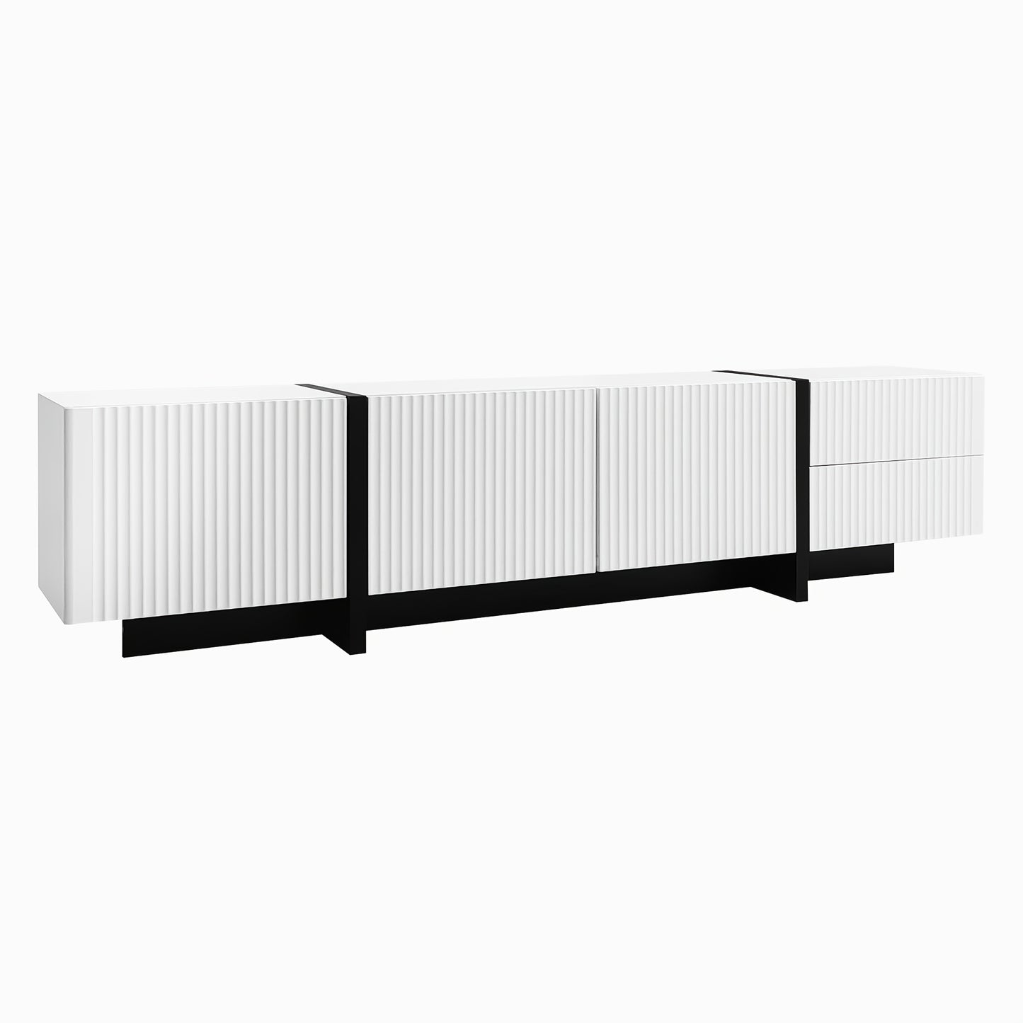 TV Meubel – TV Dressoir – TV Kast – Media Meubel – Televisiemeubel – Massief Hout – 3 Deuren & 2 Laden – 190 cm – MDF – Geen Stroomvoorziening