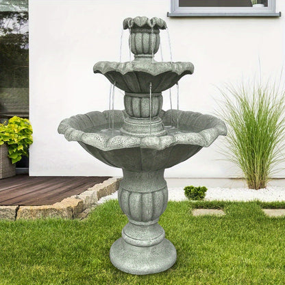 Tuinfontein – Waterval Fontein – Buitenfontein – Waterornament – Tuindecoratie – Vezelversterkt Beton – Ø67 cm Hoog – Inclusief Dompelpomp