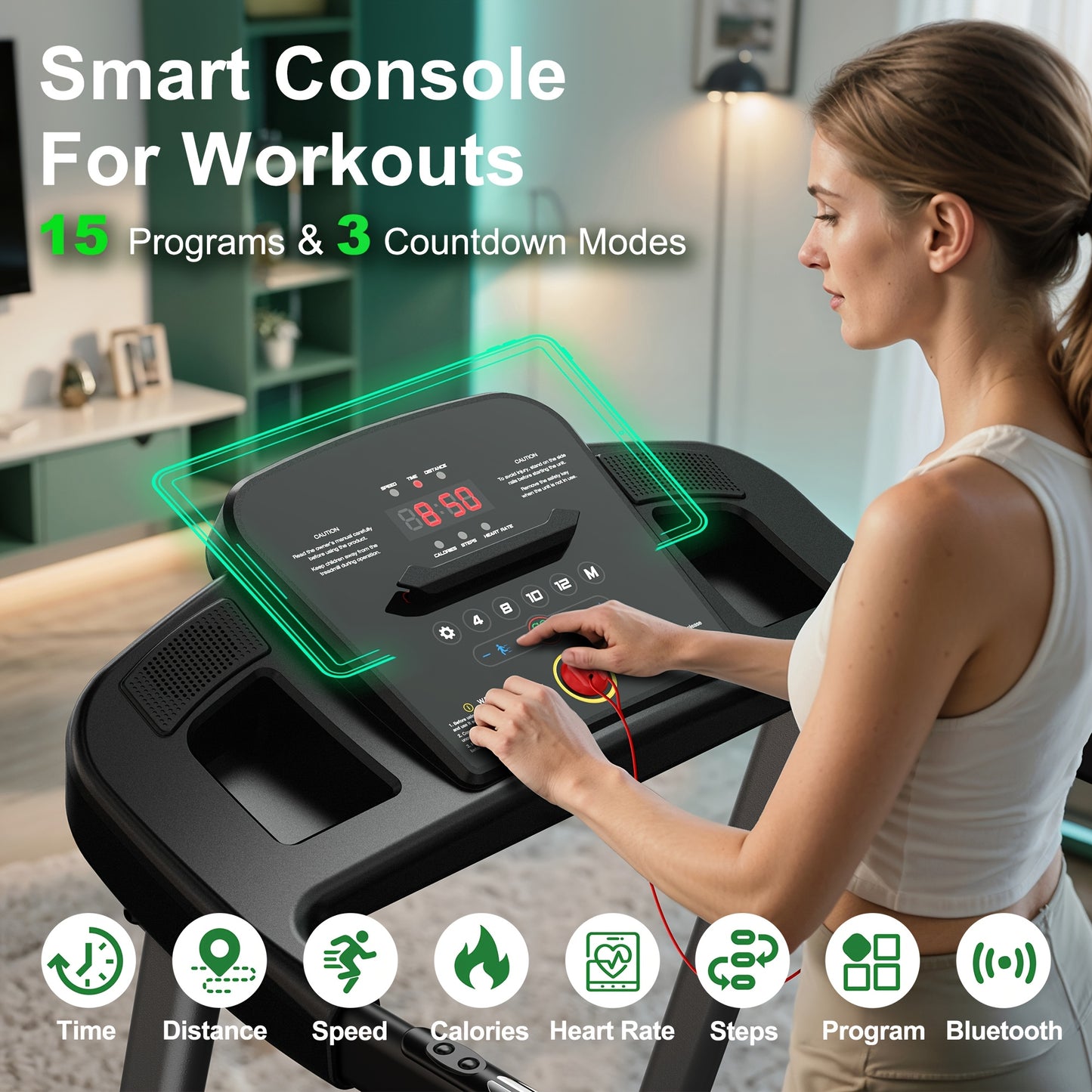 Loopband – Hardloopband – Wandelband – Treadmill – Walking Pad – 3 Hellingsniveaus – 2,5 PK Motor – Max 12 km/u – Draagvermogen 120 kg – App Compatible – Compact Design