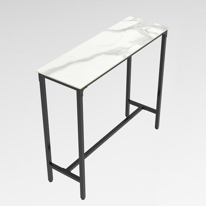 Barkruk – Bar Tafel – Bistro Tafel – Keukentafel – Tafeltje – Keramisch Marmer – Zwart Metalen Frame – Rechthoekig – 120x40x105 cm