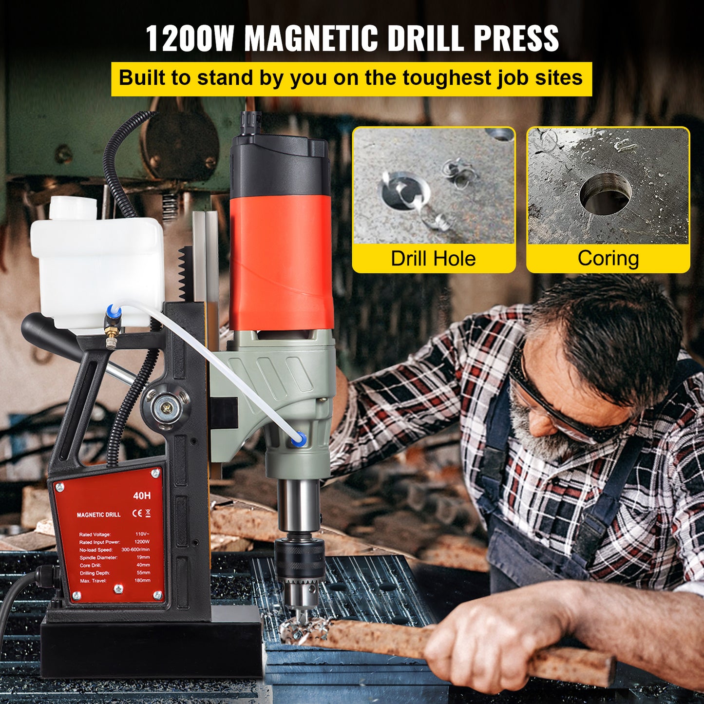 Magnetische Boormachine – Magneetboor – Metaalboor – Kernboor – Industrieel Boortool – 1200W Motor – 13.000 N Sterke Magnetische Basis
