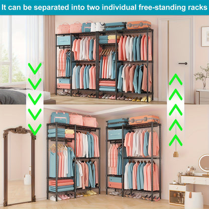Vrijstaand Kledingrek – Kledinghanger – Garderoberek – Stalen Rek – Opbergrek – Extra Breed 230 cm – Zwaar Metalen Frame – Deelbaar in 2 Rekken