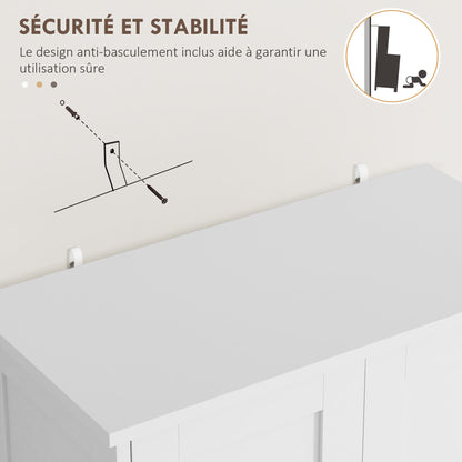 HOMCOM Modern Style Kitchen Buffet Cabinet with Adjustable Shelves, Drawer, and Storage Compartments, Perfect for Dining Room or Living Room, 60 x 30 x 128 cm, White