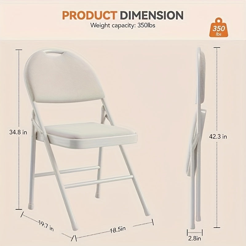 Folding Chair 4pcs Set, Metal Folding Chair with Non-Slip Foot Pads, Chair Seat and Metal Support, for Indoor and Outdoor, Room, Restaurant