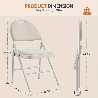 Folding Chair 4pcs Set, Metal Folding Chair with Non-Slip Foot Pads, Chair Seat and Metal Support, for Indoor and Outdoor, Room, Restaurant