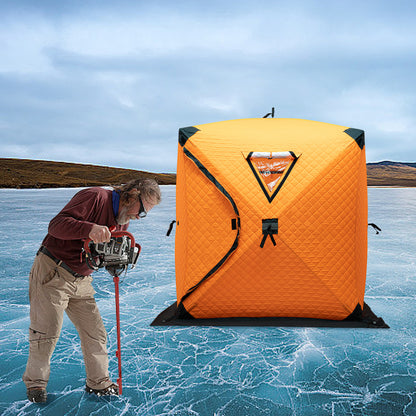 IJsvistent – Vis Shelter – Pop-up Tent – Wintertent – Kampeertent – 1-2 Personen – Geïsoleerd Met Dikker Katoen – Wind- en Sneeuwbestendig – Oranje
