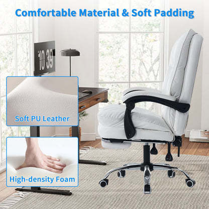 Bureaustoel – Office Chair – Gamestoel – Draaistoel – Bureaukruk – Ergonomisch Design – Verstelbare Hoogte & Lendensteun – Flip-up Armleuningen – Wit – Stille Wielen – Verbreding & Verbeterd Zitcomfort