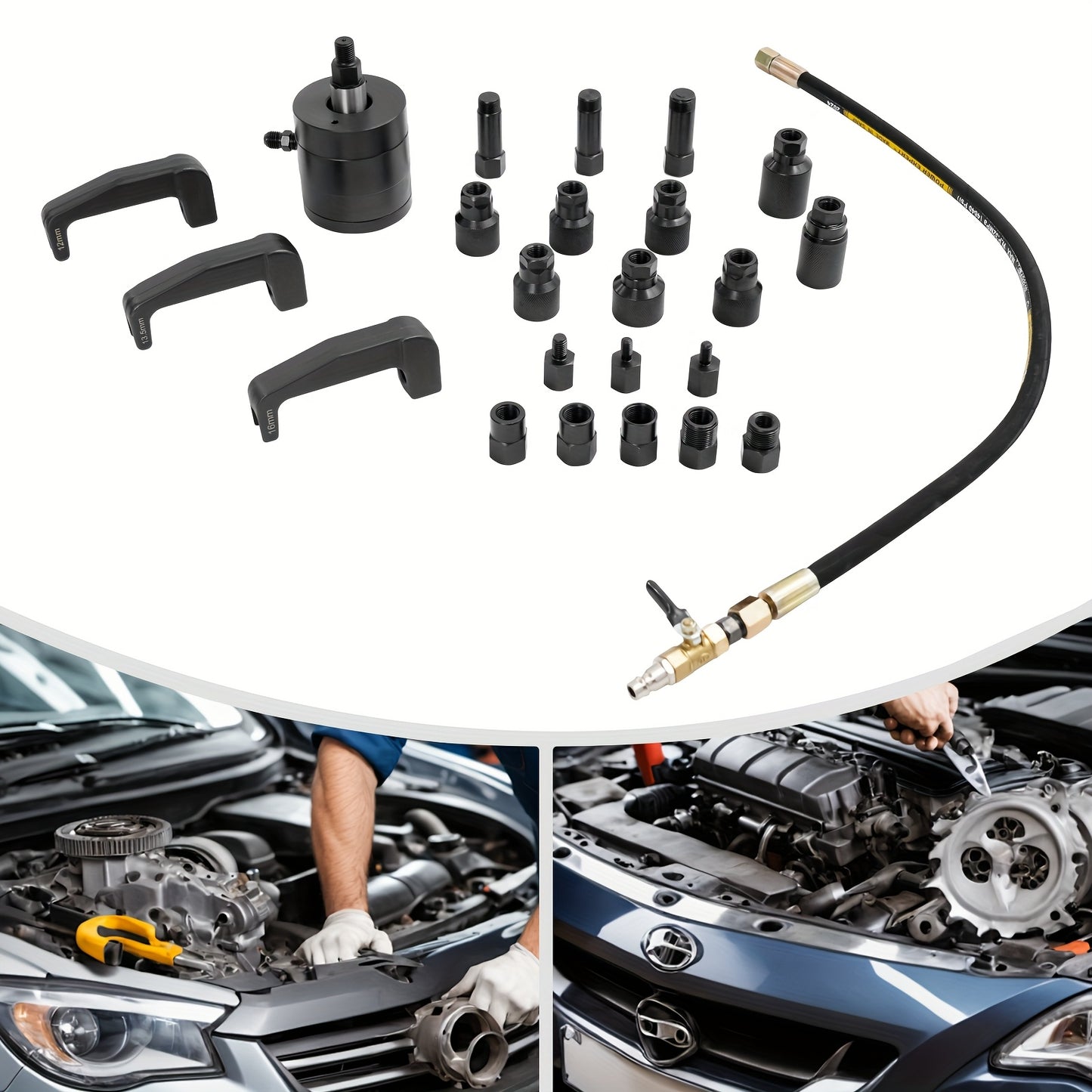 Diesel Injector Puller – Injector Trekker – Injector Demonteerset – Pneumatische Injectorverwijderaar – Diesel Injector Ontmantelingsset – 24-delig – Carbon Stalen Constructie – Compleet Met Koffer