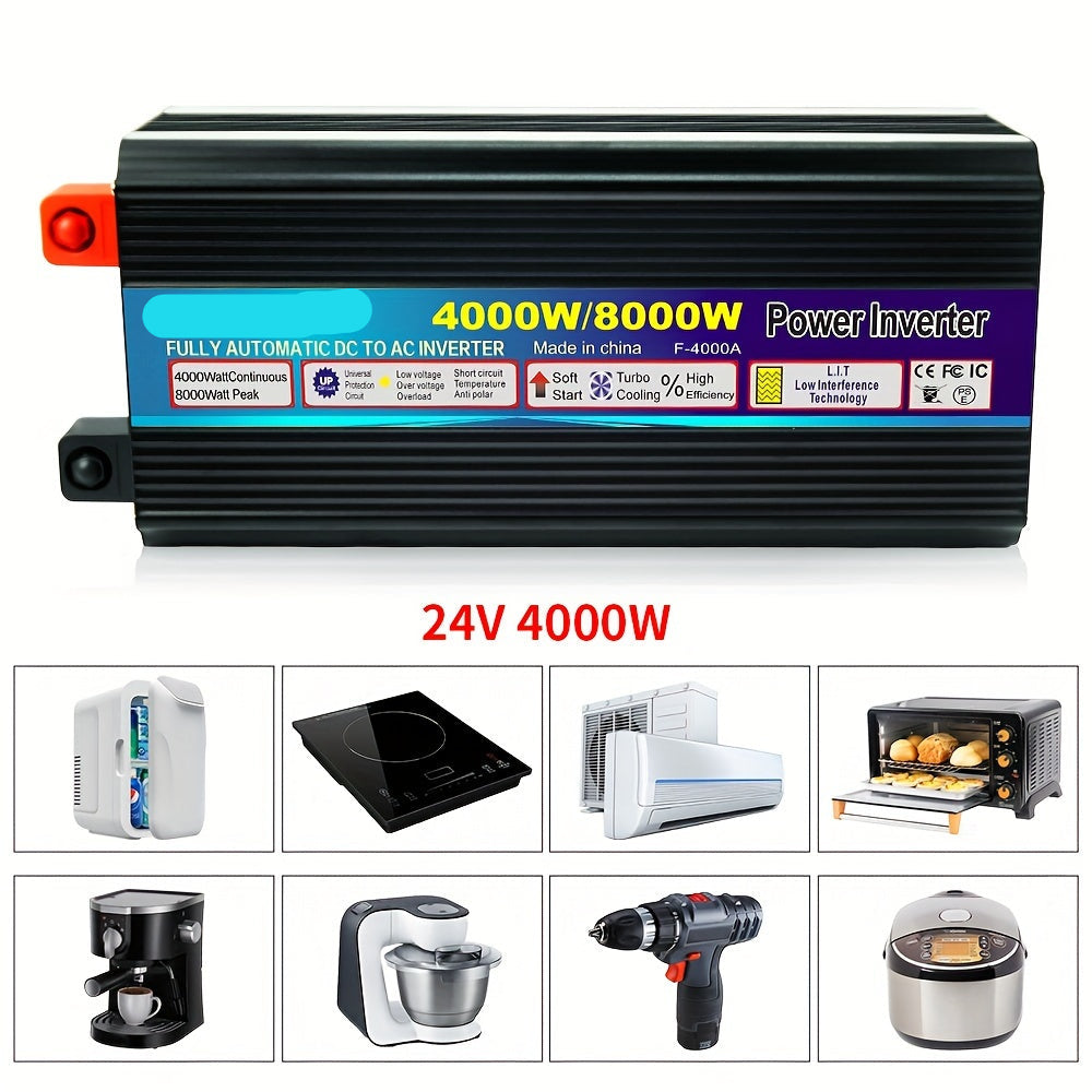 Spanningsomvormer – Omvormer – Stroomomzetter – 12V Naar 230V – 4000W Continu Vermogen – USB Poort – LED Display