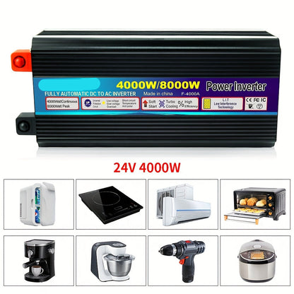 Spanningsomvormer – Omvormer – Stroomomzetter – 12V Naar 230V – 4000W Continu Vermogen – USB Poort – LED Display
