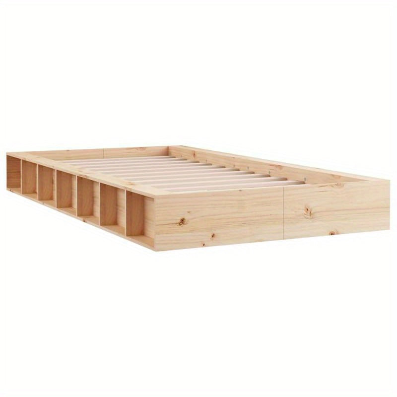 Contemporary Wooden Bed Frame 100x200cm - High-Quality Hardwood & Particle Board, Removable & Durable Frame with Built-In Headboard, No Assembly Required, Portable Bed Frame for Small Spaces, Bed Frame for Bed, Spacesaving Fu