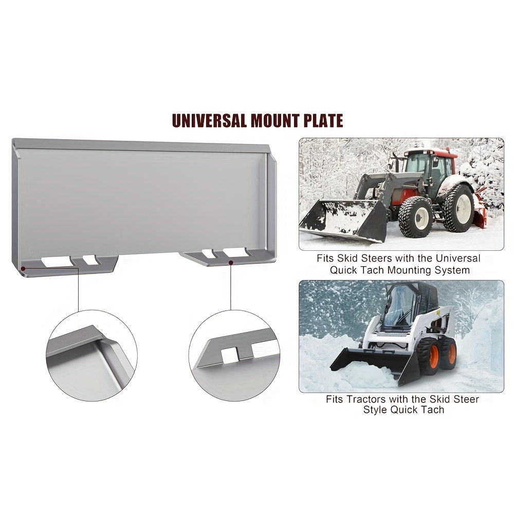 1/4" Skid Steer Mount Plate, Universal Quick Tach Attachment Plate, 1360.78 KG Capacity, Fits Bobcat, Kubota, Mahindra, Rust-Proof Tractor Implement Plate, Heavy-Duty, Heavyduty Attachment, Agricultural Machinery, Durable Con