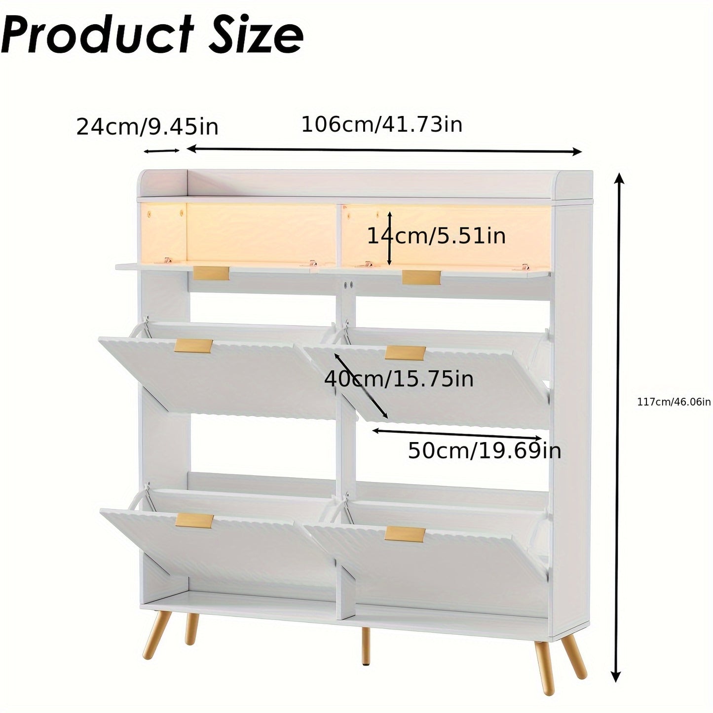 Schoenenkast – Schoenenrek – Schoenenopberger – Halkast – Smalle Kast – 4 Deuren – Glazen Bovenblad – Ruimtebesparend Wit Design
