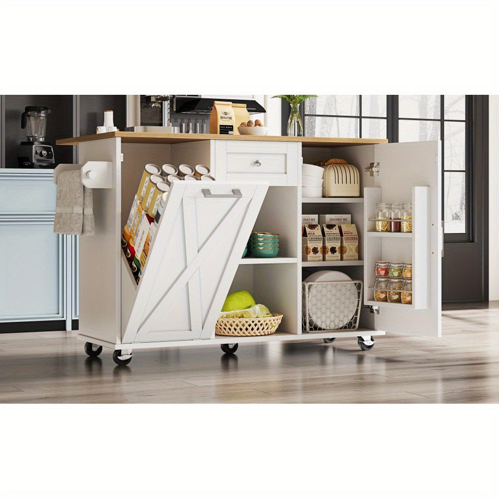 Large Kitchen Storage Cart with Drawer Organizer - Heavy-Duty Mobile Serving Cabinet, White Rolling Utility Trolley for Home Kitchen, Pantry, Dining Room - Space-Saving Design with Easy Assembly, Compact Furniture, Sturdy Con
