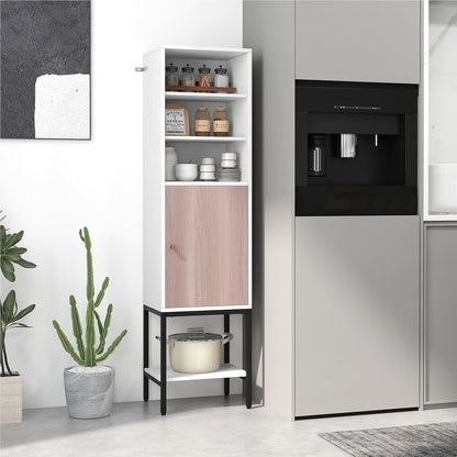 Smalle Kast – Smalle Opbergkast – Hoge Kast – Badkamerkast – Witte Kast – Verstelbare Planken – Compact 38x30x146 cm