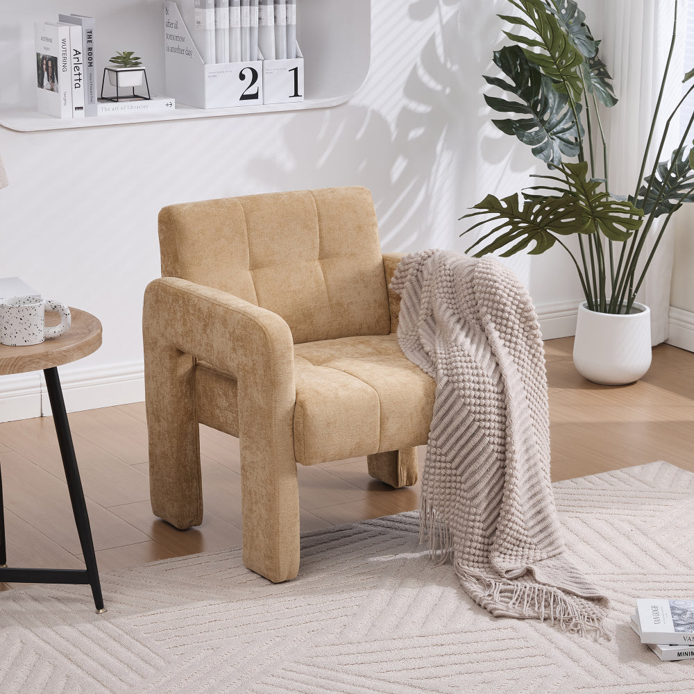 Modern Minimalist Single Armchair - Upholstered Padded with Foam & Assembly, Nordic Style Chair Suitable for Living Room, Bedroom, Office - - Seating