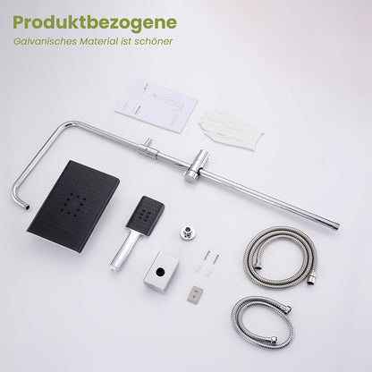 Thermostatische Douche – Douchesysteem – Regendouche – Handdouche – Douchekraan – Roestvrij Staal – 3 Sproeimodi – Zelfreinigende Handdouche