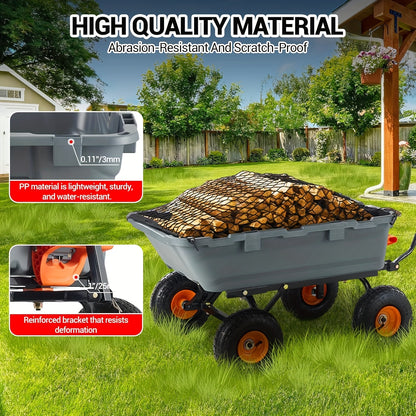 Kruiwagen – Tuinkar – Tuinwagen – Zware Kar – Transportkar – 362 KG Draagkracht – 180° Draaibare Handgreep – Stalen Frame – 4 Wielen Met 25,4 cm All-Terrain Banden